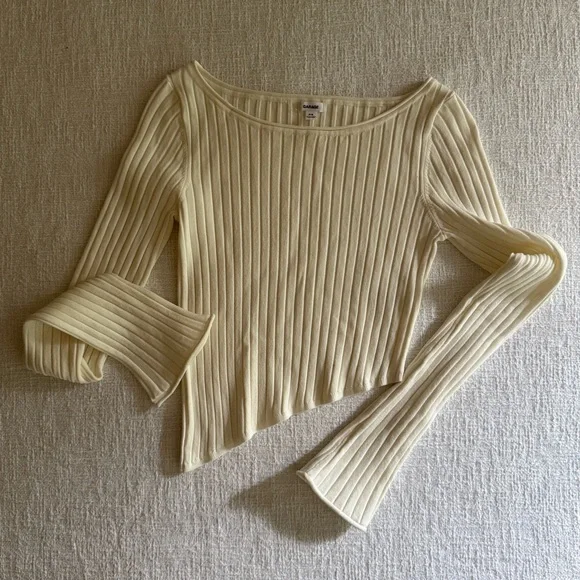 Garage Cream Ribbed Long Sleeve Top - Picture 1 of 3